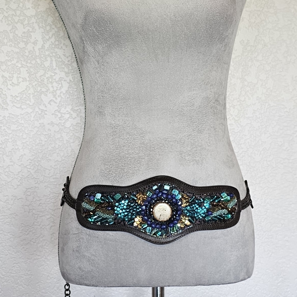 Chico's Leather Belt Womens Adjustable Southwestern Rodeo Western Boho